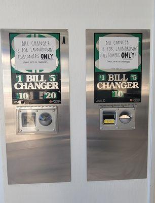 We upgraded money changer!!! 
Both machines now accepts $1, $5, $10, and $20.