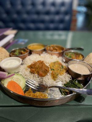 Thali with lamb curry