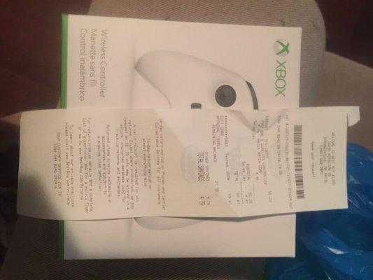 Receipt and controller. If I didn't have a gift card, they wouldn't have my business.