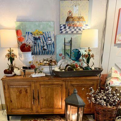 Beautiful new art and fall decor at Sarah's Home Design in Peachtree City.