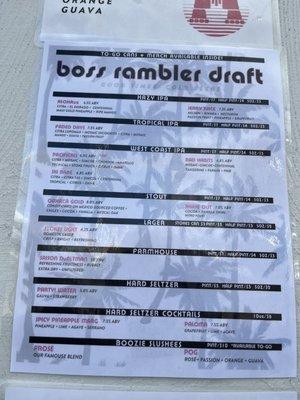 Beer menu