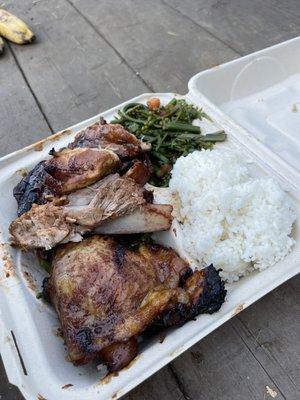 Chicken and rib plate