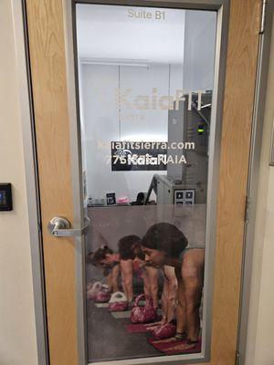 The door leading to the KaiaFit Midtown Studio.