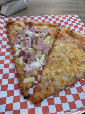 Hawaiian Pizza and Cheese Pizza