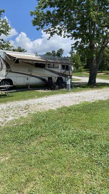 Spacious pull thru camp site