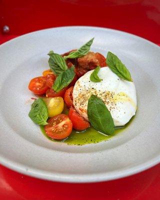 Burrata: Cherry Tomatoes, Fresh Basil & Oil (Summer Set)