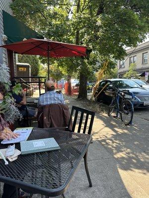 Street view from sidewalk tables