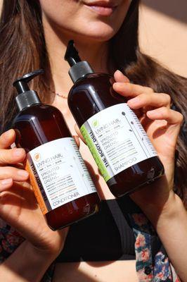 Bring your hair back to life! Living Hair Shampoo & Conditioner, paraben & sulfate free, pure essential oil scents. Healthy Hair Care.