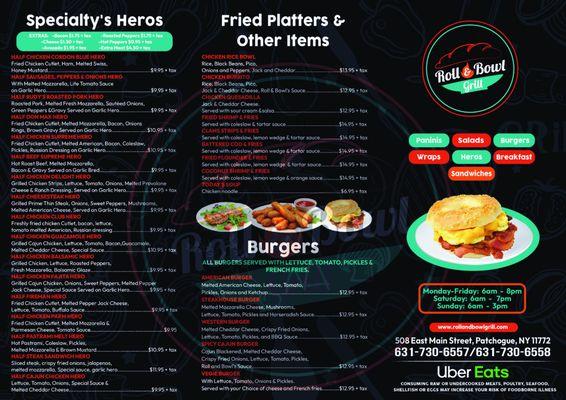 roll and bowl grill menus