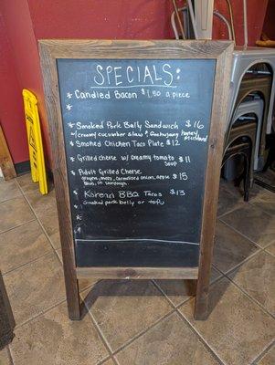 Specials board.