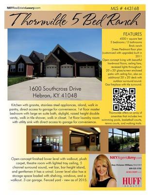 I work with buyers and sellers of residential homes and luxury homes in Northern Kentucky. 859-525-5753 ACW@HUFF.com www.NKYAgentAmy.com