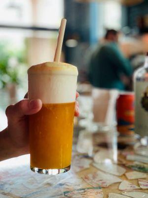 Pumpkin mocktail with Athletic Brewing beer