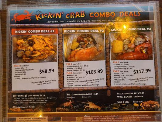 Combo deal menu