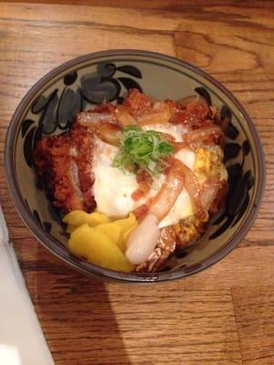 The Mix Katsudon (pork and shrimp) egg on top