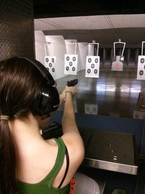 Lane 10 on the indoor pistol range