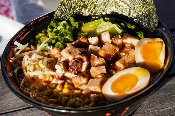 Pork Belly Ramen with Kale Noodle