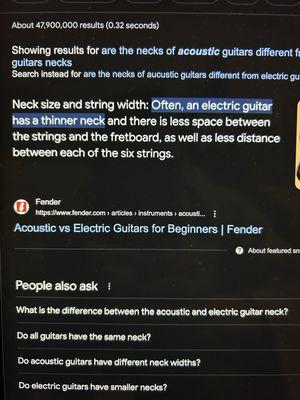 Fender explaining that electric guitars IN FACT have thinner necks than acoustics do