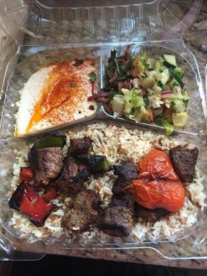 Lamb kabob plate so good can't say enough good things my new favorite plate to get