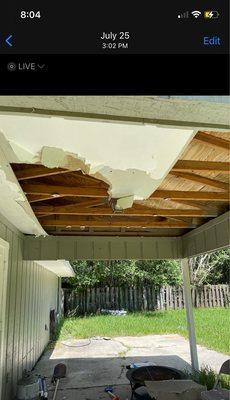 My back patio collapsed two months after the roof install because they left it exposed to the rain.