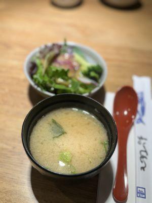 Miso soup and salad