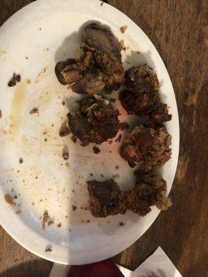 What was left of a huge order of fried chicken livers.