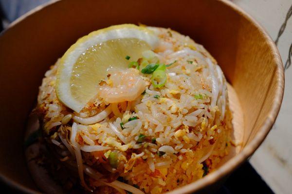 generous portion of shrimp fried rice