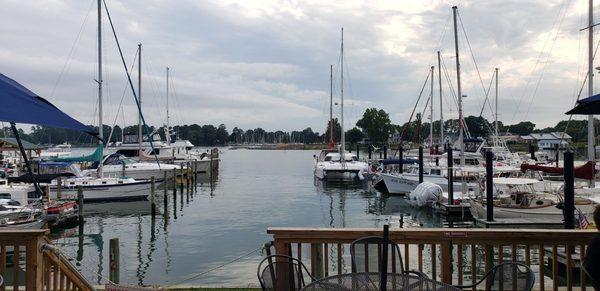 On the deck at Deltaville Tap & Raw Bar ...