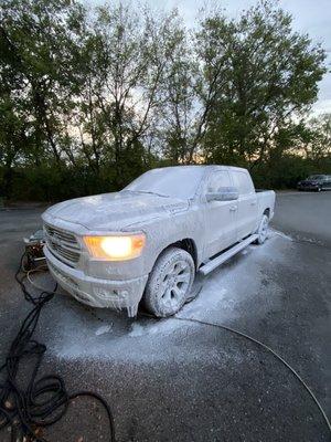 Our no bucket foam cannon wash on a 2019 Dodge Ram!