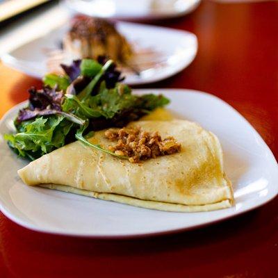 Sausage, egg, and cheese crepe