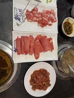 Fatty beef, tender beef, spicy beef