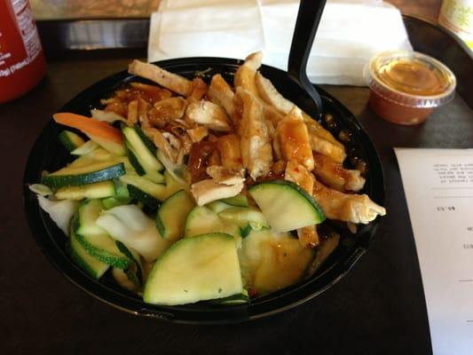 Orange peel chicken bowl.