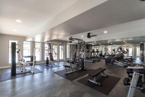 24-hour fitness center at Village East Apartments