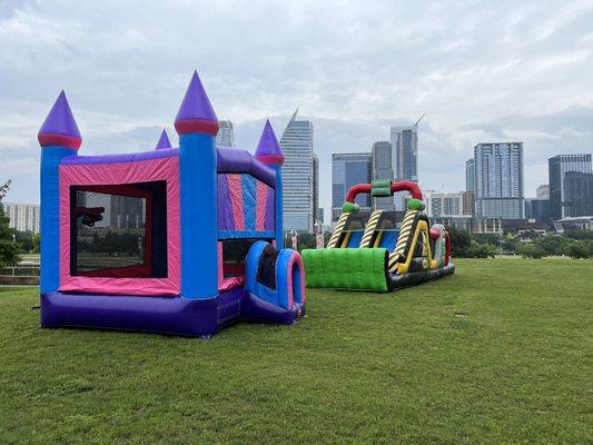 Bounce house rental and obstacle course in downtown austin