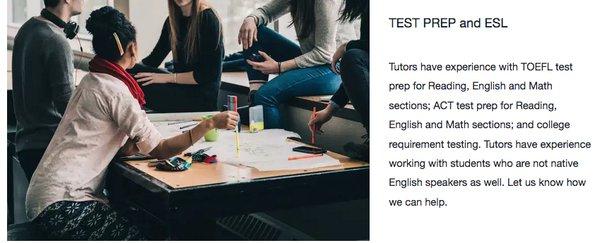 We offer Test Prep services.