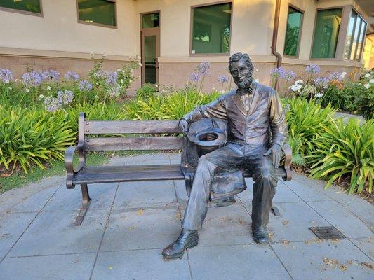 Abraham Lincoln bench outside the rec ctr.