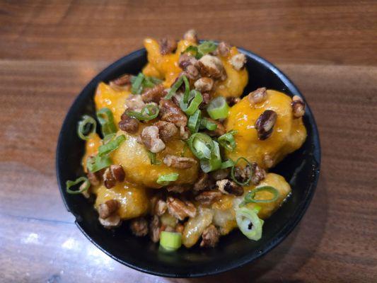 Tempura rock shrimp with spicy honey and walnut sauce