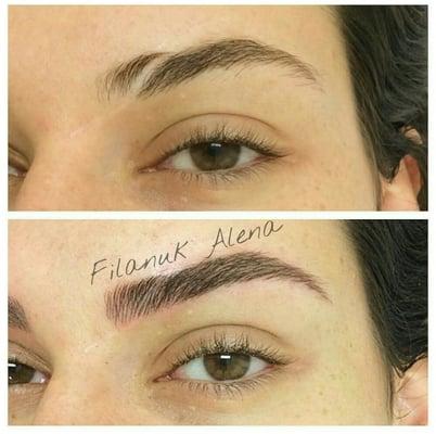 Permanent Makeup. 3D Eyebrows. Healed.