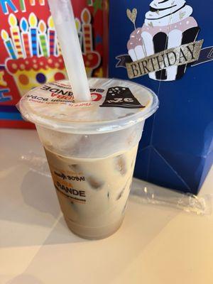 I got the coffee boba and my friend got the cookie n cream frappe for her birthday!