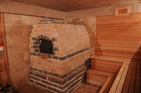 Authentic Russian hot sauna banya room