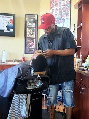 Busy, detailed barbers