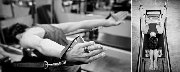 Exercise called "Rowing" on the Pilates reformer.