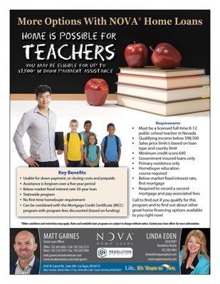 Teachers Program for Down Payment Assistance