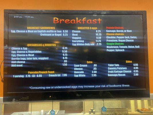 Here's a look at our Breakfast menu options. There's something for everyone!!