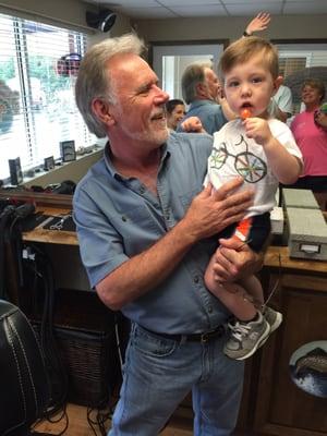 One year to the day after his FIRST haircut with Mr. Butch! Always does a great job!!!!