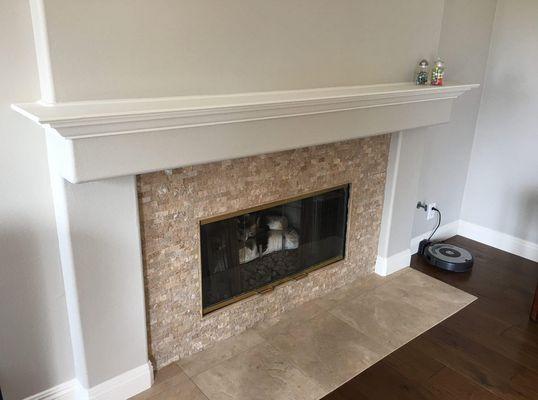 Custom mantle, tile work