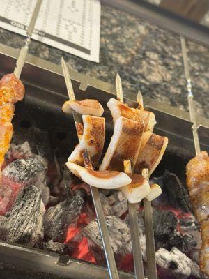 Squid skewers