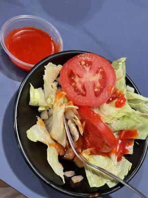 Individual salad with French dressing