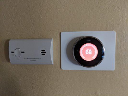 Nest thermostat with state required CO detector