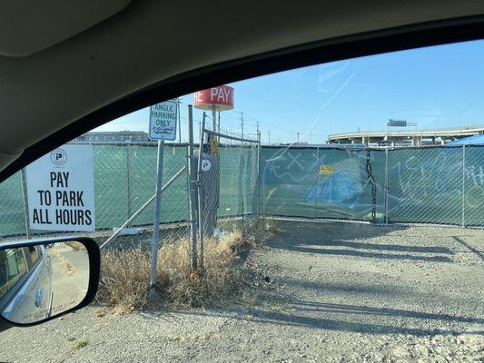 Locked gate with tents inside