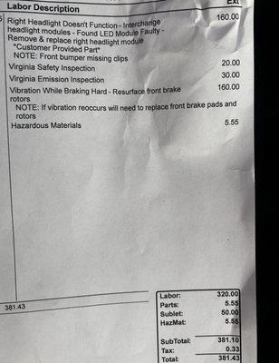 New Car Shop Invoice